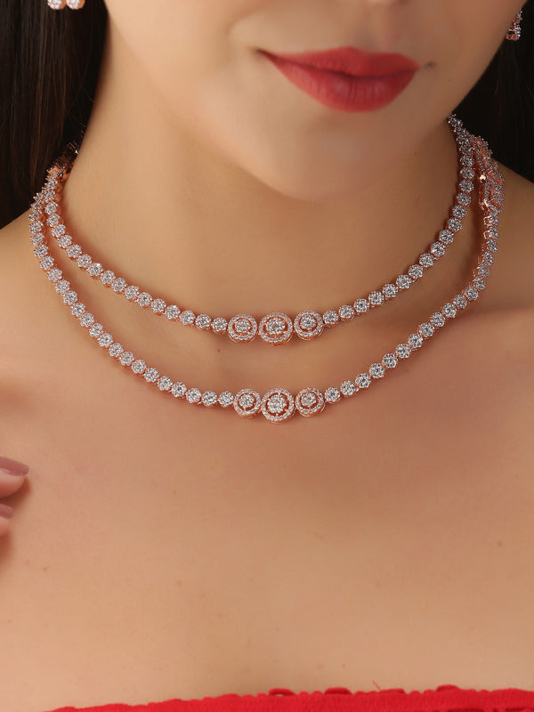 Buy SAIYONI Valentine's Day For Ethnic Simple & Elegant Design Western  Collection Rose Gold Plated Austrian Diamond Choker Necklace Set for girl &  women INR₹67800INR₹678.0 at Amazon.in